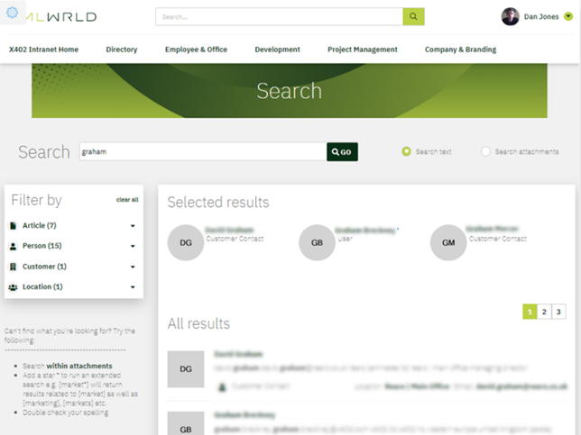 SMLWRLD Essential Intranet - Global Directory Search
